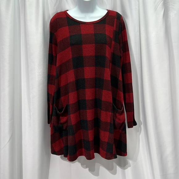 Eggs by èloges Causal Red Buffalo Check A-Line Dress - size Large - Picture 5 of 12